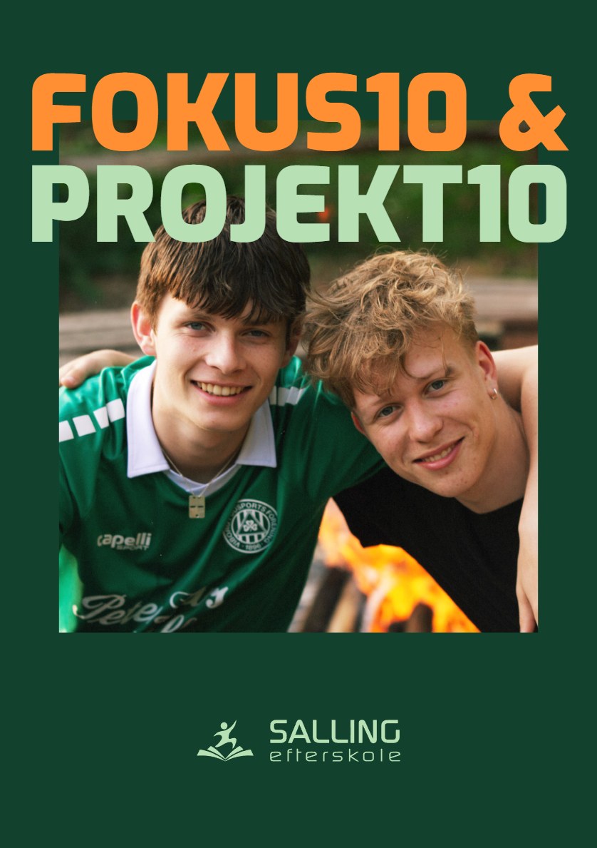 Forsiden af Salling Efterskoles folder om Fokus10 og Projekt10